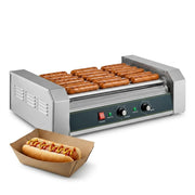 Glownary 18 Hot Dog Roller Grill with 7 Stainless Steel Rollers, Electric, 910W, 120V, Dual Temperature Controls, 22.5x13x7 Inches