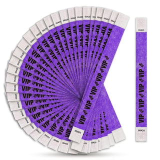 Glownary [2 Pack] Neon Purple VIP Disposable Wristband, Tyvek Material, 3/4" x 10", 500 Count