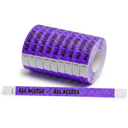Glownary [2 Pack] Neon Purple All Access Disposable Wristbands, 3/4" x 10", Tyvek Material, 500 Count