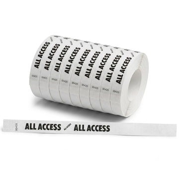 Glownary [2 Pack] White All Access Disposable Wristbands, Dupont™ Tyvek®, 3/4" x 10", 500 Count