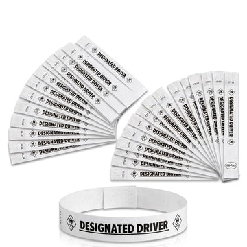 Glownary [2 Pack] White Designated Driver Disposable Wristbands, Dupont Tyvek, 3/4" x 10", 500 Count