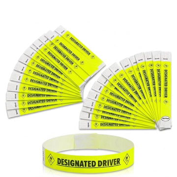 Glownary [2 Pack] Designated Driver Disposable Wristbands, Yellow, Tyvek Material, 3/4" x 10", 500 Count