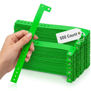 Glownary Neon Green Disposable Vinyl Wristbands, 3/4" x 10", Waterproof, 500 Count
