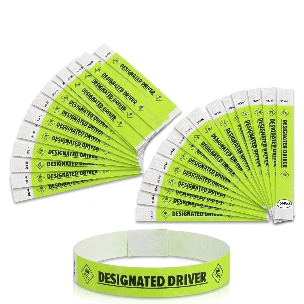 Glownary [2 Pack] Designated Driver Disposable Wristbands, Lemon Lime, Dupont™ Tyvek®, 3/4" x 10", 500 Count