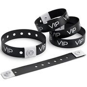 Glownary [2 Pack] Black VIP Disposable Plastic Wristband, 5/8" x 10", Waterproof, 500 Count