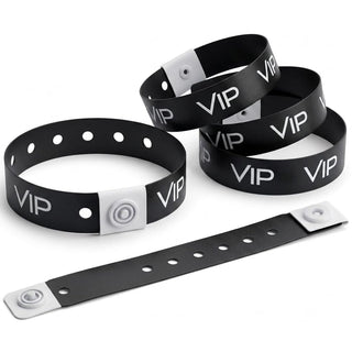 Glownary [2 Pack] Black VIP Disposable Plastic Wristband, 5/8" x 10", Waterproof, 500 Count