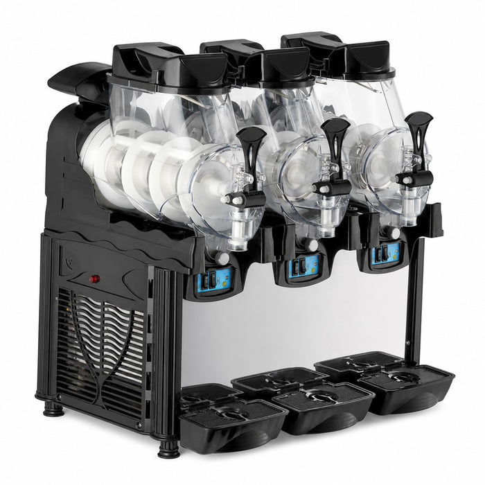 Glownary Triple Bowl Frozen Beverage Machine, 1.6 Gallon per Bowl, Pourover Granita Slushy Dispenser, Stainless Steel, 120V, 26x20.7x28 Inches