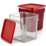 Glownary 8 Qt. Slushy Mix Fill Container and Lid for Carnival King 1.6 Gallon Bowl SMM Model, Clear with Red, Polycarbonate, Dishwasher Safe