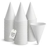 Glownary White Paper Cone Cup, 4 oz, Rolled Rim, Disposable, Conical Shape, 5000 Count