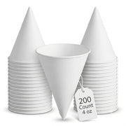 Glownary Printed Paper Cone Cup, 4 oz., Blue and White, Conical Shape, Rolled Rim, 200 Count