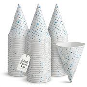 Glownary Printed Paper Cone Cup, 4 oz., Blue and White, Conical Shape, Rolled Rim, 5000 Count