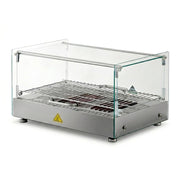 Glownary HDSG1A Hot Food Display Case, Silver Square Glass, 1 Shelf, 120V 800W, Countertop, 21.8x15.7x12.3 Inches
