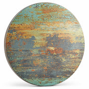 TableTop King Excalibur Round Table Top, 24 Inch, Textured Canyon Faux Metal Finish, Laminate, Brown, Weather-Resistant