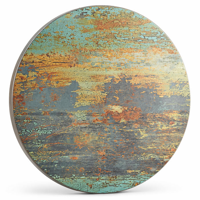TableTop King Excalibur Round Table Top, 24 Inch, Textured Canyon Faux Metal Finish, Laminate, Brown, Weather-Resistant