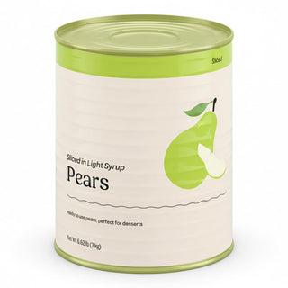 Glownary Sliced Pears in Light Syrup, #10 Can, 106 oz, 6 Pack Case