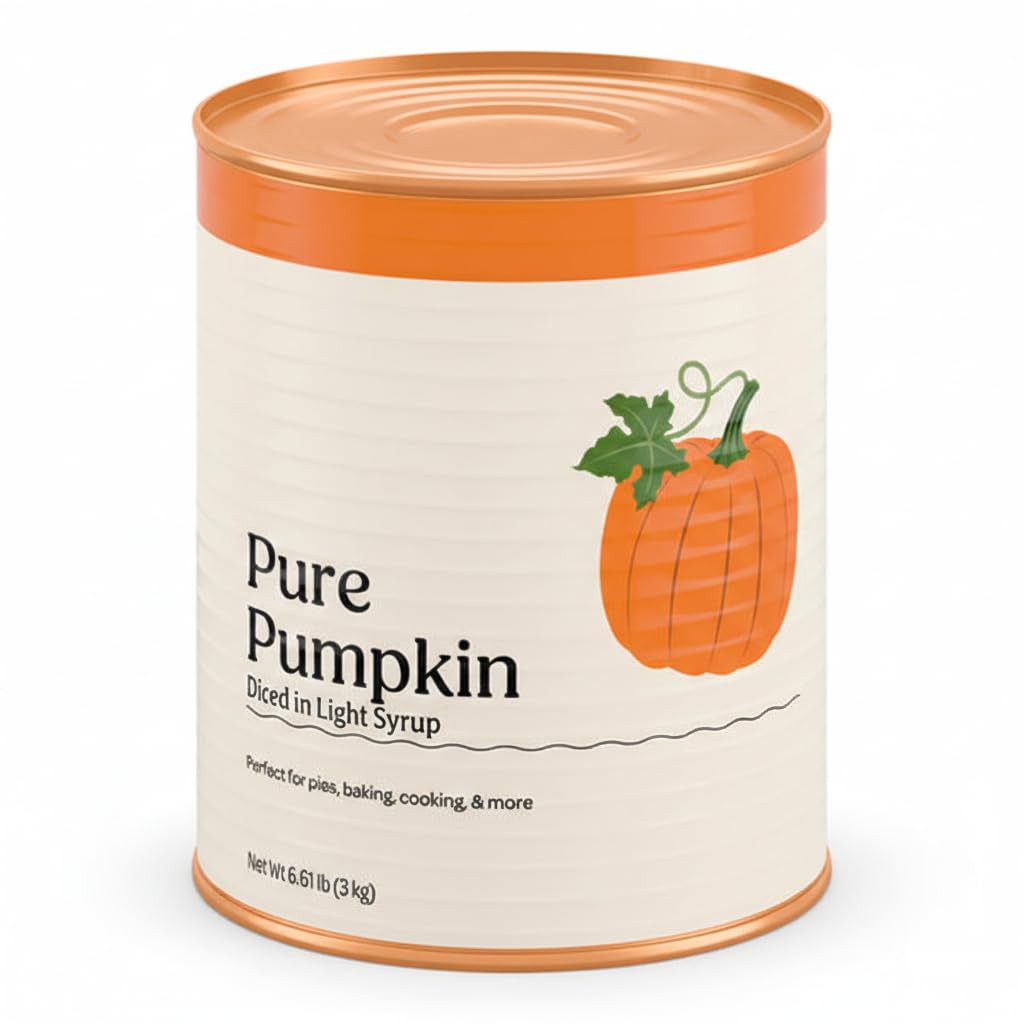 Glownary 100% Pure Canned Pumpkin, #10 Can, 6.5 lb, 6 Pack Case, Natural Pie Filling