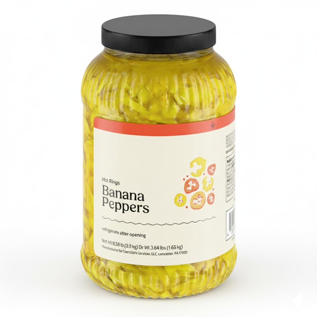 Hometown Provisions Hot Banana Pepper Rings, Yellow, Sliced, 1 Gallon, Jarred, 4 per Case