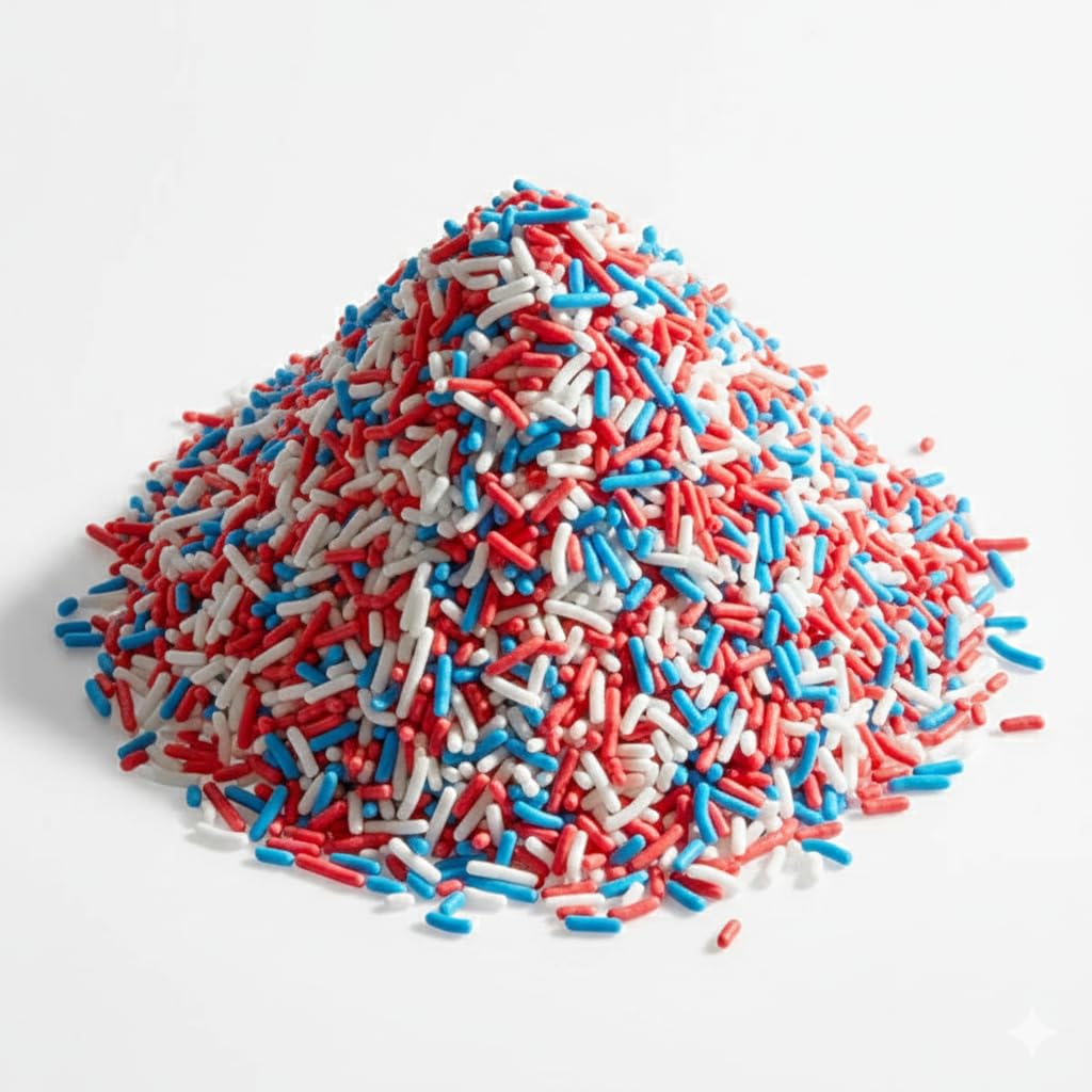 Glownary Red, White, and Blue Sprinkles, Patriotic Theme, 10 lb., Kosher, Gluten-Free, Vegetarian, Bulk Package