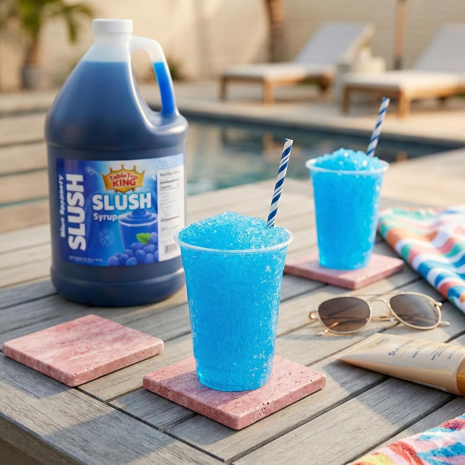 Slushy Mix Concentrate 1 Gallon – 5:1 Frozen Drink Syrup for Slushie, Granita & Snow Cone Machines – High Yield (48 Servings) – Gluten Free – Commercial Beverage Mix – Made in USA (4/Case, Blue Raspberry) view 2