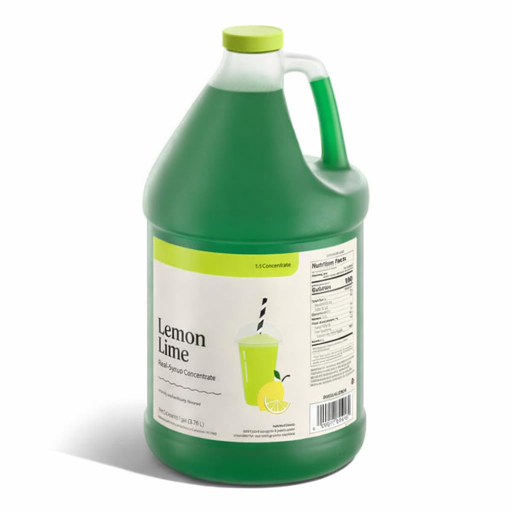 Slushy Mix Concentrate 1 Gallon – 5:1 Frozen Drink Syrup for Slushie, Granita & Snow Cone Machines – High Yield (48 Servings) – Gluten Free – Commercial Beverage Mix – Made in USA (4/Case, Lemon Lime)
