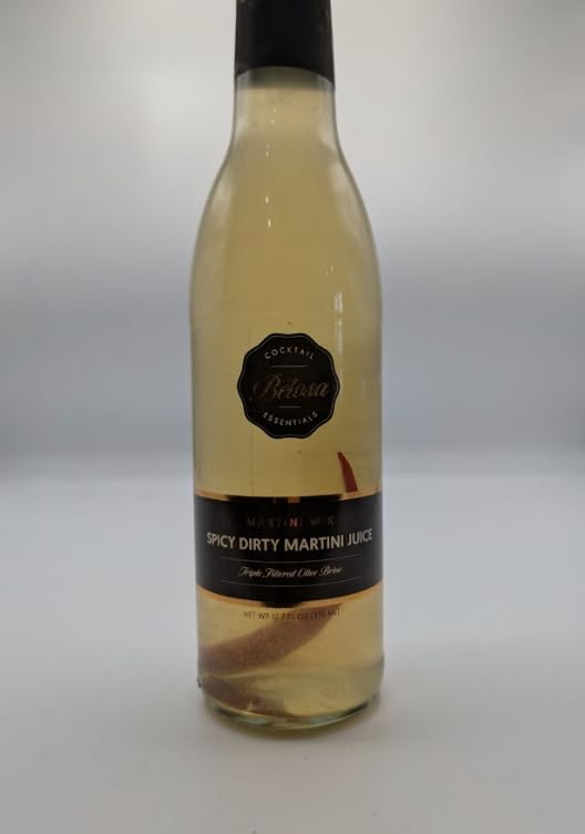 Glownary Spicy Dirty Martini Juice, Olive Flavor, Unsweetened, Triple Filtered, 375 mL, Glass Bottle