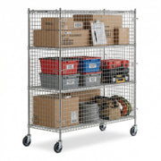 Glownary NSF Mobile Wire Security Cage Kit, 70 Inch (Chrome, 24" x 60", Mobile)