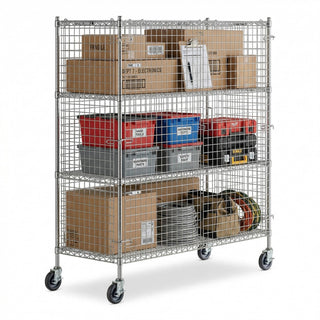 Glownary NSF Mobile Wire Security Cage Kit, 70 Inch (Chrome, 24" x 60", Mobile)