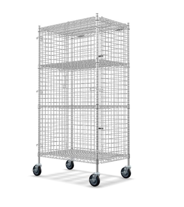 Glownary NSF Mobile Wire Security Cage Kit, 70 Inch (Chrome, 24" x 48", Mobile)