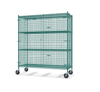 Glownary NSF Mobile Wire Security Cage Kit, 70 Inch (Green, 24" x 60", Mobile)