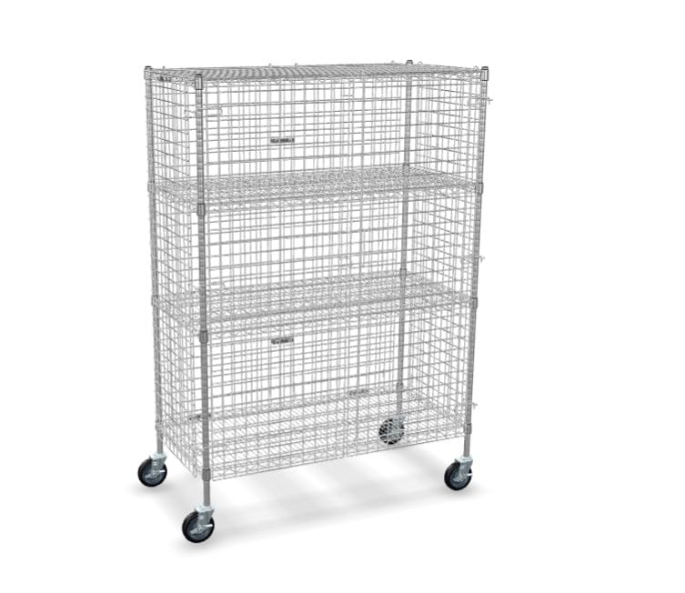 Glownary NSF Mobile Wire Security Cage Kit, 70 Inch (Chrome, 24" x 36", Mobile)
