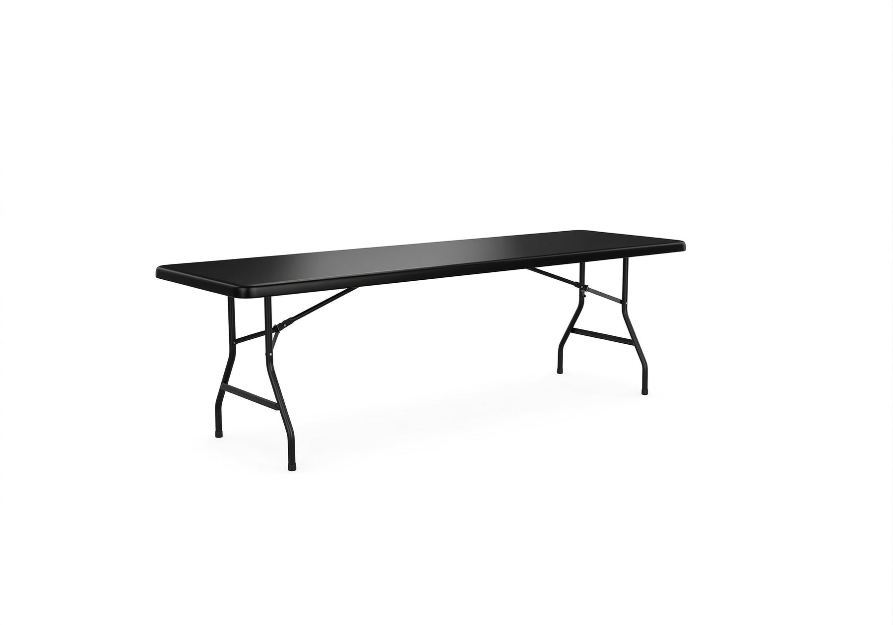 Glownary Heavy-Duty Blow Molded Plastic Folding Table, 72x30x29 Inches, White Top with Black Steel Legs, 300 lb Capacity, Seats 6, Foldable, Rectangular (Black, 30" x 96", Folding Table)