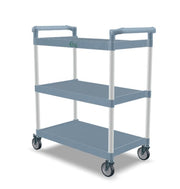 Plastic Utility Bussing Cart with Shelves, 450 lb. Capacity, for Restaurants and Catering (Gray, 42" x 20")