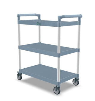 Plastic Utility Bussing Cart with Shelves, 450 lb. Capacity, for Restaurants and Catering (Gray, 42" x 20")