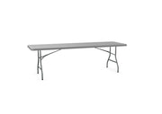 Glownary Heavy-Duty Blow Molded Plastic Folding Table, 72x30x29 Inches, White Top with Black Steel Legs, 300 lb Capacity, Seats 6, Foldable, Rectangular (Gray, 30" x 72", Folding Table)