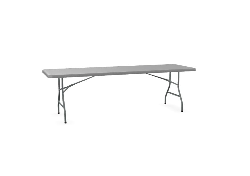 Glownary Heavy-Duty Blow Molded Plastic Folding Table, 72x30x29 Inches, White Top with Black Steel Legs, 300 lb Capacity, Seats 6, Foldable, Rectangular (Gray, 30" x 72", Folding Table)