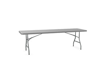 Glownary Heavy-Duty Blow Molded Plastic Folding Table, 72x30x29 Inches, White Top with Black Steel Legs, 300 lb Capacity, Seats 6, Foldable, Rectangular (Gray, 30" x 72", Folding Table)