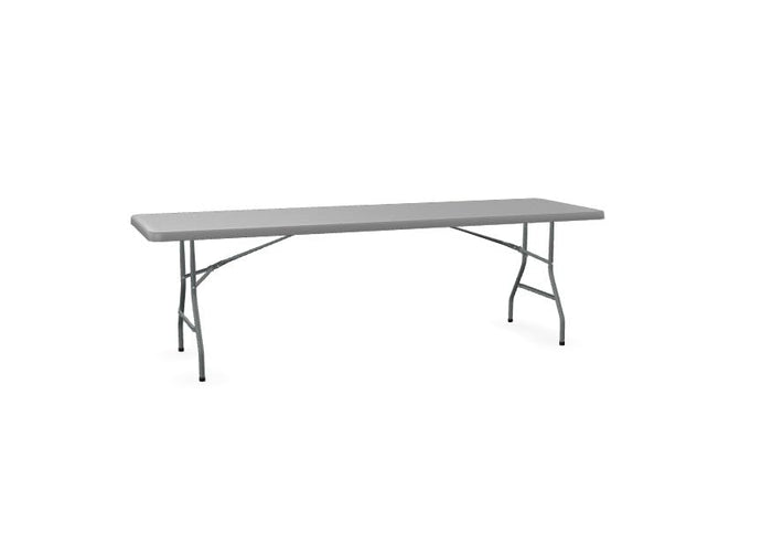 Glownary Heavy-Duty Blow Molded Plastic Folding Table, 72x30x29 Inches, White Top with Black Steel Legs, 300 lb Capacity, Seats 6, Foldable, Rectangular (Gray, 30" x 72", Folding Table)