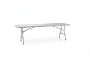 Glownary Heavy-Duty Blow Molded Plastic Folding Table, 72x30x29 Inches, White Top with Black Steel Legs, 300 lb Capacity, Seats 6, Foldable, Rectangular (Gray, 30" x 96", Folding Table)