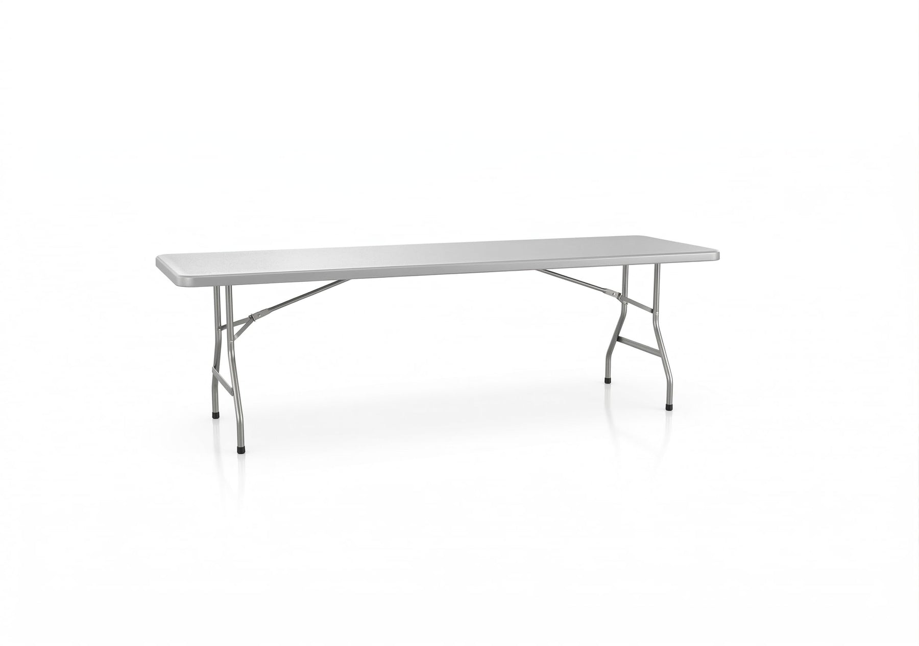 Glownary Heavy-Duty Blow Molded Plastic Folding Table, 72x30x29 Inches, White Top with Black Steel Legs, 300 lb Capacity, Seats 6, Foldable, Rectangular (Gray, 30" x 96", Folding Table)