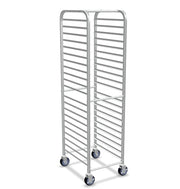 Glownary Pan End Load Bun Sheet Pan Rack, Aluminum, Silver, with Casters, 660 lb. Capacity, Full Height, Freezer Safe, Portable (Unassembled) (20 Pan)