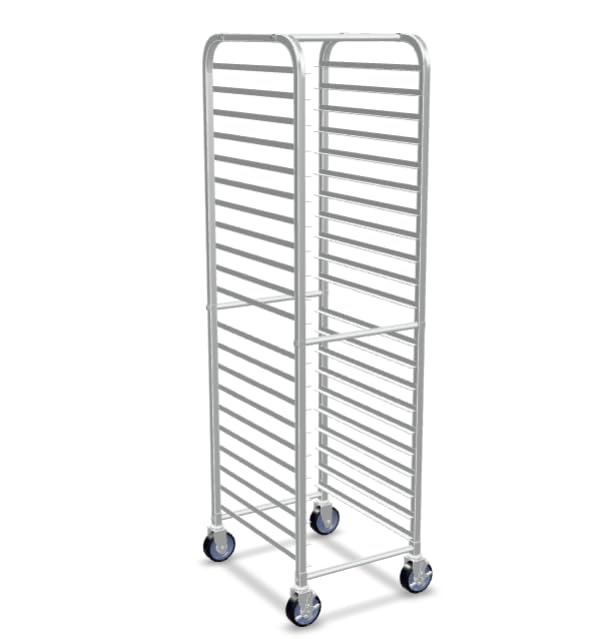 Glownary Pan End Load Bun Sheet Pan Rack, Aluminum, Silver, with Casters, 660 lb. Capacity, Full Height, Freezer Safe, Portable (Unassembled) (20 Pan)