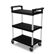 Plastic Utility Bussing Cart with Shelves, 450 lb. Capacity, for Restaurants and Catering (Black, 32" x 16")