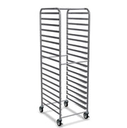 Glownary Pan End Load Bun Sheet Pan Rack, Aluminum, Silver, with Casters, 660 lb. Capacity, Full Height, Freezer Safe, Portable (Unassembled) (18 Pan)