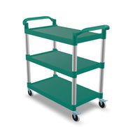 Plastic Utility Bussing Cart with Shelves, 450 lb. Capacity, for Restaurants and Catering (Green, 42" x 20")