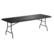 Glownary Heavy-Duty Blow Molded Plastic Folding Table, 72x30x29 Inches, White Top with Black Steel Legs, 300 lb Capacity, Seats 6, Foldable, Rectangular (Black, 30" x 72", Folding Table)
