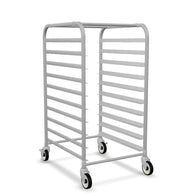 Glownary Pan End Load Bun Sheet Pan Rack, Aluminum, Silver, with Casters, 660 lb. Capacity, Full Height, Freezer Safe, Portable (Unassembled) (10 Pan)
