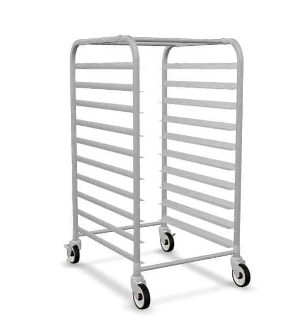 Glownary Pan End Load Bun Sheet Pan Rack, Aluminum, Silver, with Casters, 660 lb. Capacity, Full Height, Freezer Safe, Portable (Unassembled) (10 Pan)