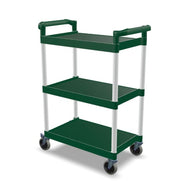 Plastic Utility Bussing Cart with Shelves, 450 lb. Capacity, for Restaurants and Catering (Green, 32" x 16")