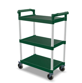 Plastic Utility Bussing Cart with Shelves, 450 lb. Capacity, for Restaurants and Catering (Green, 32" x 16")