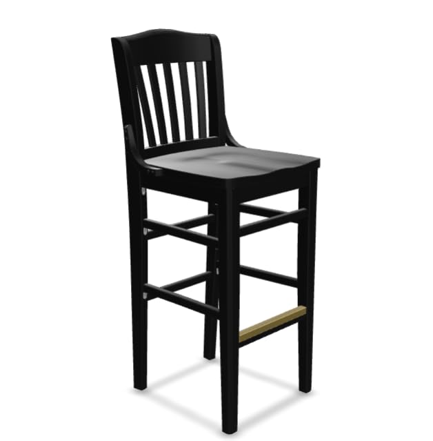 Glownary School House Chair, Beechwood, Slat Back, Traditional Style, Indoor, 350 lb. Capacity (Black, Bar Height)